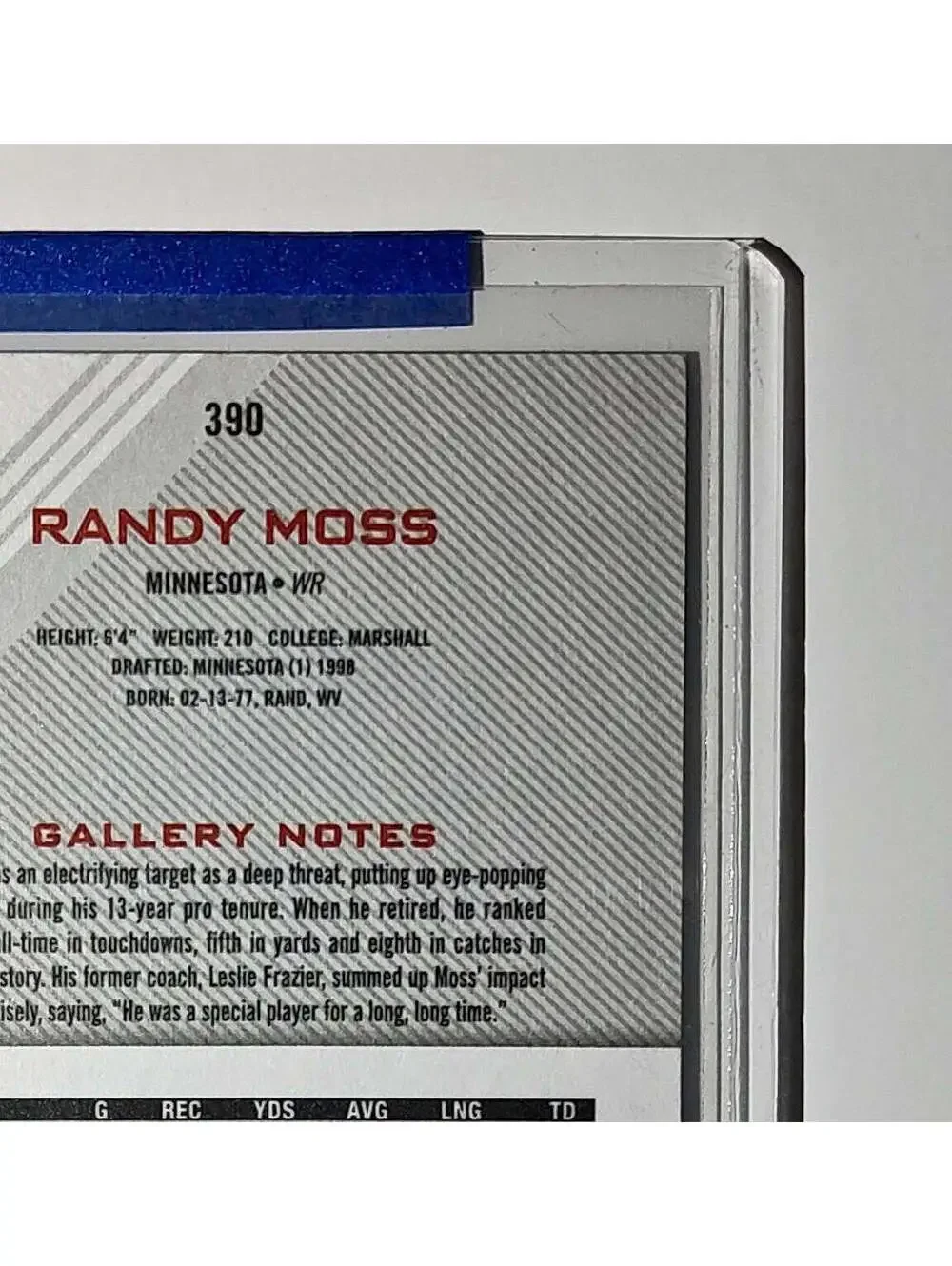 Randy Moss 2023 Topps Gallery NFL #390 Card Minnesota Vikings